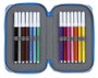 Safta - Plumier double poche 28 pièces avec règles en espagnol - 12,5 x 19,5 x 4 cm - en polyester 600D