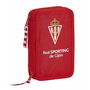 Plumier double Real Sporting de Gijón Rouge 12.5 x 19.5 x 4 cm (28 Pièces)