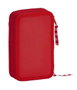 Safta Plumier Real Sporting 28 Pcs - Plumier double poche pour enfants en polyester 600D - Dimensions 12.5x19.5x4 cm - Rouge