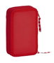 Safta Plumier Real Sporting 28 Pcs - Plumier double poche pour enfants en polyester 600D - Dimensions 12.5x19.5x4 cm - Rouge