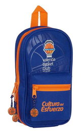 Safta Plumier sac à dos 4 compartiments vide Valencia Basket 12x23x5cm, polyester 600D, bleu et orange, pour 3 ans