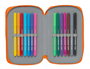 Safta Plumier double poche 28 pièces Valencia Basket 12,5x19,5x4cm en polyester 600D, bleu et orange