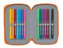 Safta Plumier double poche 28 pièces Valencia Basket 12,5x19,5x4cm en polyester 600D, bleu et orange