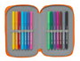 Safta Plumier double poche 28 pièces Valencia Basket 12,5x19,5x4cm en polyester 600D, bleu et orange