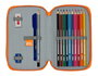 Safta Plumier double poche 28 pièces Valencia Basket 12,5x19,5x4cm en polyester 600D, bleu et orange