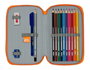 Safta Plumier double poche 28 pièces Valencia Basket 12,5x19,5x4cm en polyester 600D, bleu et orange