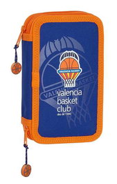Safta Plumier double poche 28 pièces Valencia Basket 12,5x19,5x4cm en polyester 600D, bleu et orange