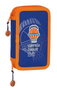Safta Plumier double poche 28 pièces Valencia Basket 12,5x19,5x4cm en polyester 600D, bleu et orange