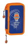 Safta Plumier double poche 28 pièces Valencia Basket 12,5x19,5x4cm en polyester 600D, bleu et orange