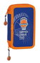 Safta Plumier double poche 28 pièces Valencia Basket 12,5x19,5x4cm en polyester 600D, bleu et orange