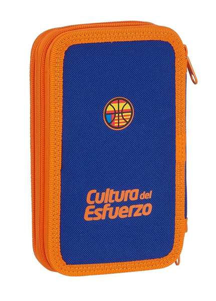 Safta Plumier double poche 28 pièces Valencia Basket 12,5x19,5x4cm en polyester 600D, bleu et orange