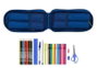 Safta Plumier Mochila avec 4 Port. Llenos Blackfit8 Oxford - Trousse de sac à dos fourre-tout - Polyester 600D - Bleu foncé