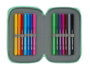 Safta Plumier double compartiment 28 pièces, Turquoise, Polyester 600D, pour 3 ans