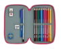 Safta Plumier double compartiment 28 pièces - Étui à crayons enfant, polyester 600D, rose