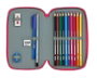 Safta Plumier double compartiment 28 pièces - Étui à crayons enfant, polyester 600D, rose