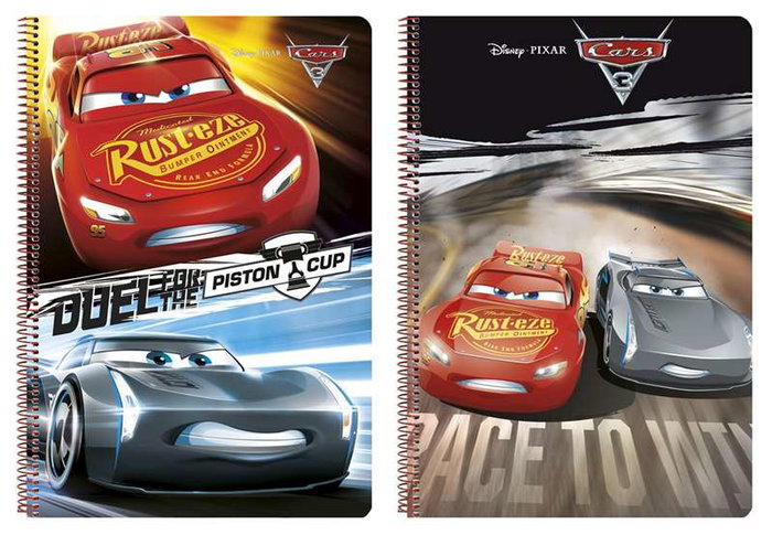 Libreta Carnet Bloc-notes Classeur Cahier 80 Pages 80 Feuilles Couverture Rigide Format 21,5x31 cm Épaisseur 1 cm Cars 3 Disney Pixar