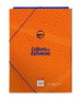 Safta - Carpeta folio 3 solapas Valencia Basket 26x33,5x2,5cm - Classeur format A4 à 3 rabats en polyester 600D, bleu et orange