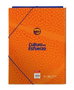 Safta - Carpeta folio 3 solapas Valencia Basket 26x33,5x2,5cm - Classeur format A4 à 3 rabats en polyester 600D, bleu et orange