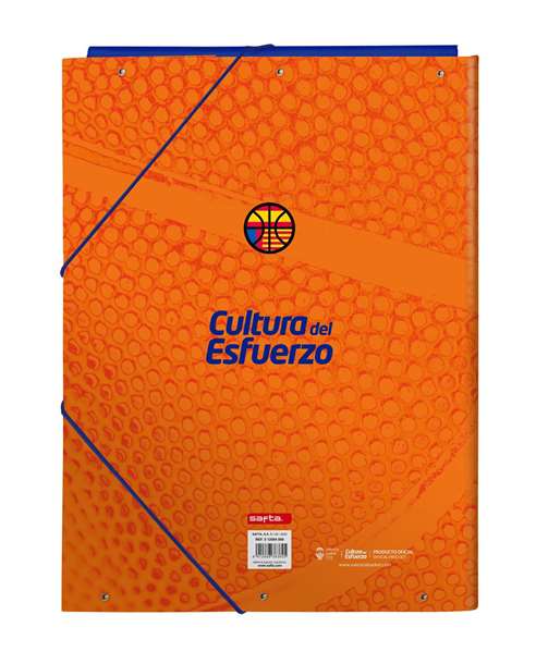 Safta - Carpeta folio 3 solapas Valencia Basket 26x33,5x2,5cm - Classeur format A4 à 3 rabats en polyester 600D, bleu et orange Safta - Carpeta folio 3 solapas Valencia Basket 26x33,5x2,5cm - Classeur format A4 à 3 rabats en polyester 600D, bleu et orange