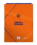 Safta - Carpeta folio 3 solapas Valencia Basket 26x33,5x2,5cm - Classeur format A4 à 3 rabats en polyester 600D, bleu et orange