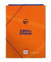 Safta - Carpeta folio 3 solapas Valencia Basket 26x33,5x2,5cm - Classeur format A4 à 3 rabats en polyester 600D, bleu et orange