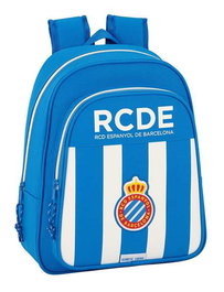 Safta Mochila Infantil Adaptable Carro Rcd Espanyo - Sac à dos enfant pour poussette, 27 x 33 x 10 cm, Polyester 600D, Blanc et Bleu