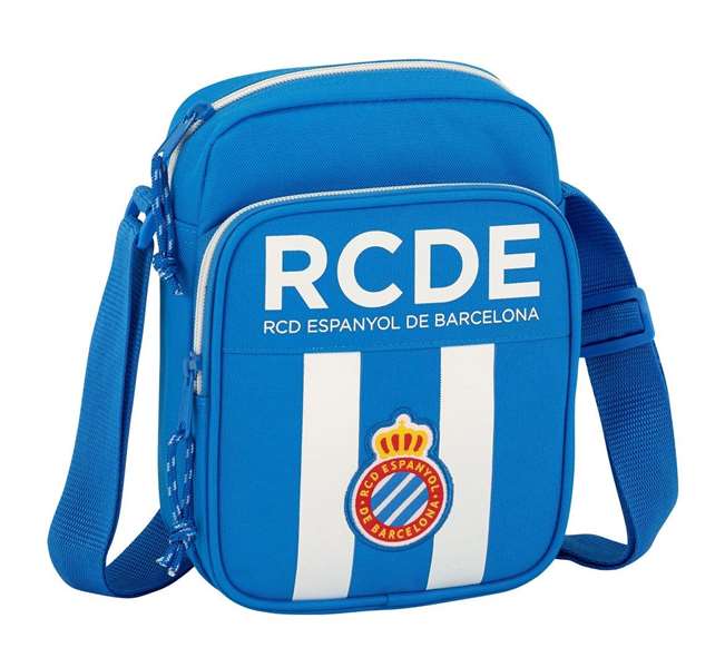 Safta - Bandoulière petite RCD espagnol pour enfant, 16x22x6 cm, 600D polyester, blanc et bleu