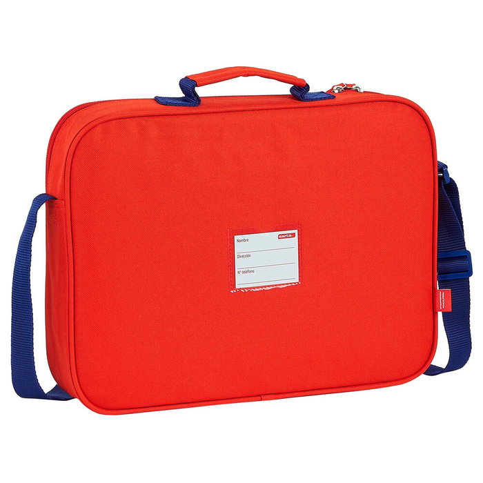 SAFTA - Cartable Sacoche Atletico de Madrid 20/21 - Sac Bandoulière Ajustable 38x28 cm avec Compartiment Principal à Double Glissière et Fonds Amovible