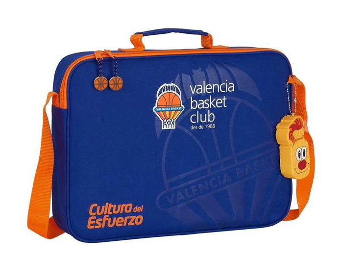 Safta Sac à dos extra-scolaire basket Valencia 38 x 28 x 6 cm - Polyester 600D - Bleu et orange - Langue espagnole
