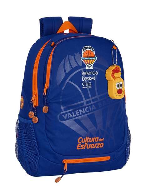 Safta Sac à dos transformable avec chariot pour ballon de basket, Valencia, 32x44x16 cm, Polyester 600D, Bleu et Orange Safta Sac à dos transformable avec chariot pour ballon de basket, Valencia, 32x44x16 cm, Polyester 600D, Bleu et Orange
