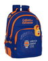 Safta Mochila doble adapt.carro - Sac à dos double adapté caddie Valencia Basket 32x42x15 cm, Polyester 600D, Bleu et Orange