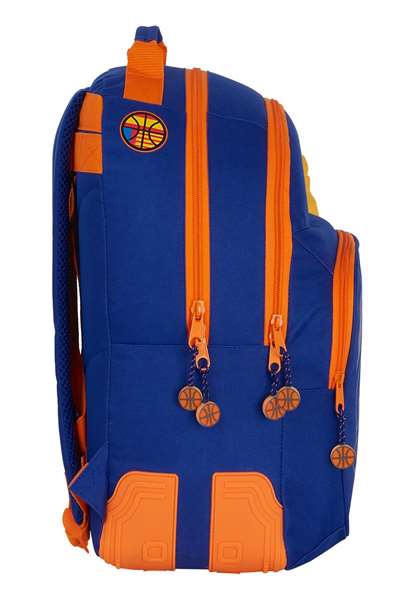 Safta Mochila doble adapt.carro - Sac à dos double adapté caddie Valencia Basket 32x42x15 cm, Polyester 600D, Bleu et Orange Safta Mochila doble adapt.carro - Sac à dos double adapté caddie Valencia Basket 32x42x15 cm, Polyester 600D, Bleu et Orange
