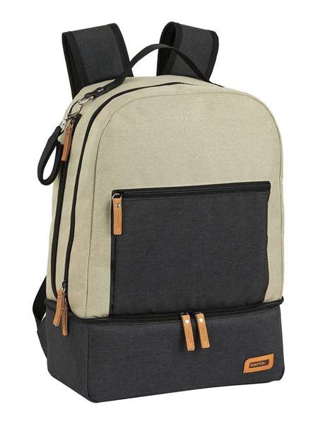 Safta Sac à dos accessoires bébé 30x43x15 cm - Beige et gris foncé - Recommandé 3 ans - Matière Chameleon