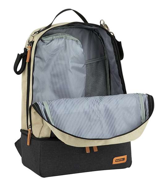Safta Sac à dos accessoires bébé 30x43x15 cm - Beige et gris foncé - Recommandé 3 ans - Matière Chameleon