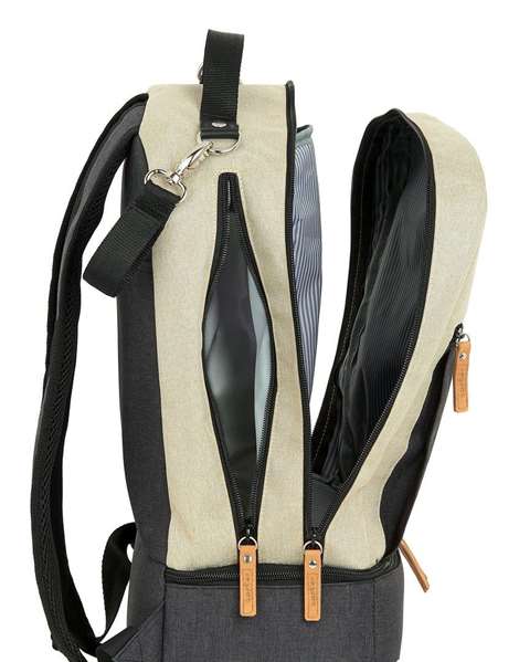Safta Sac à dos accessoires bébé 30x43x15 cm - Beige et gris foncé - Recommandé 3 ans - Matière Chameleon