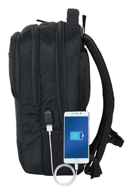 Safta Business - Sac à dos portable 15,6 pouces avec compartiment pour tablette et port USB pour ordinateur portable, nylon 900D - Noir