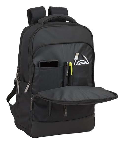 Safta Business - Sac à dos portable 15,6 pouces avec compartiment pour tablette et port USB pour ordinateur portable, nylon 900D - Noir