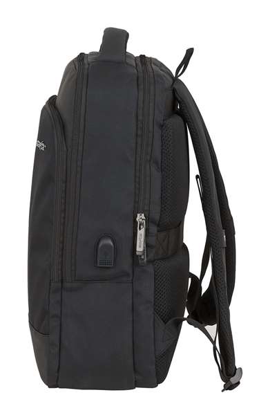 Safta Business - Sac à dos portable 15,6 pouces avec compartiment pour tablette et port USB pour ordinateur portable, nylon 900D - Noir
