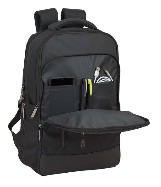 Safta Business - Sac à dos portable 15,6 pouces avec compartiment pour tablette et port USB pour ordinateur portable, nylon 900D - Noir