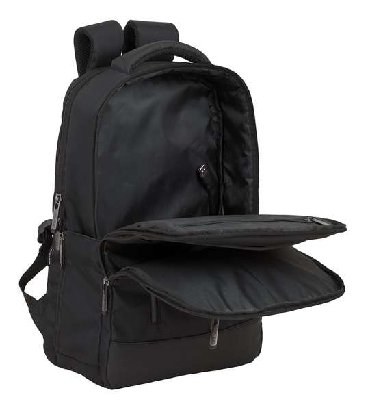 Safta Business - Sac à dos portable 15,6 pouces avec compartiment pour tablette et port USB pour ordinateur portable, nylon 900D - Noir