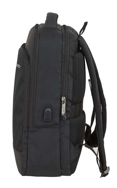 Safta Business - Sac à dos portable 15,6 pouces avec compartiment pour tablette et port USB pour ordinateur portable, nylon 900D - Noir