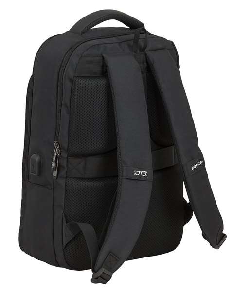 Safta Business - Sac à dos portable 15,6 pouces avec compartiment pour tablette et port USB pour ordinateur portable, nylon 900D - Noir