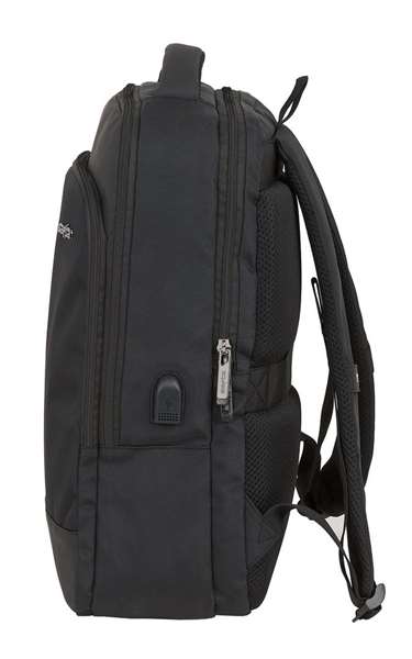 Safta Business - Sac à dos portable 15,6 pouces avec compartiment pour tablette et port USB pour ordinateur portable, nylon 900D - Noir