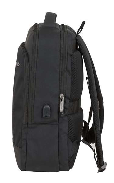 Safta Business - Sac à dos portable 15,6 pouces avec compartiment pour tablette et port USB pour ordinateur portable, nylon 900D - Noir
