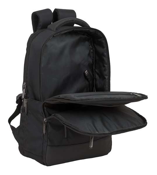 Safta Business - Sac à dos portable 15,6 pouces avec compartiment pour tablette et port USB pour ordinateur portable, nylon 900D - Noir
