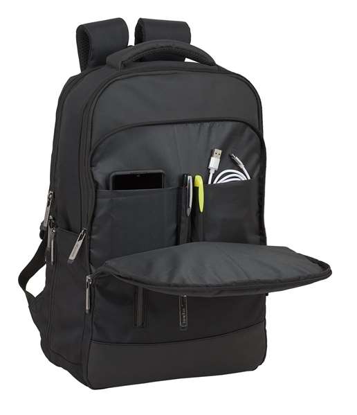 Safta Business - Sac à dos portable 15,6 pouces avec compartiment pour tablette et port USB pour ordinateur portable, nylon 900D - Noir