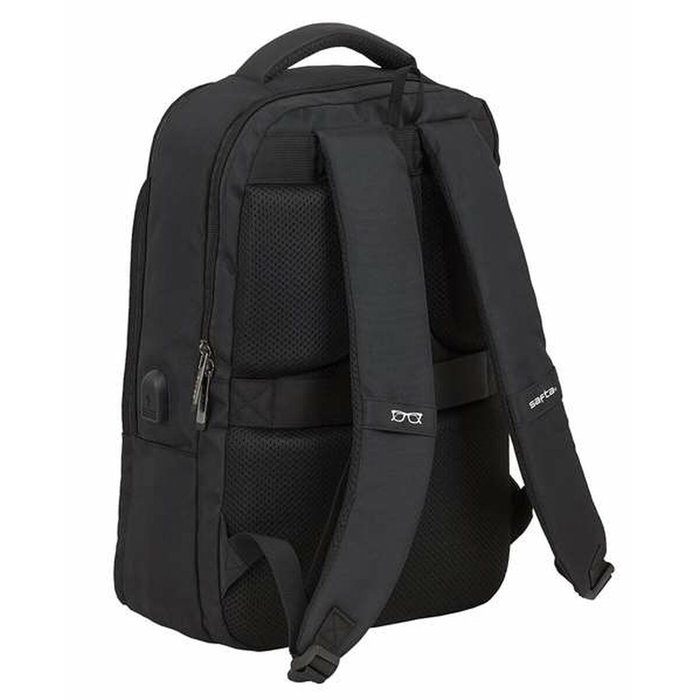 Safta Business - Sac à dos portable 15,6 pouces avec compartiment pour tablette et port USB pour ordinateur portable, nylon 900D - Noir