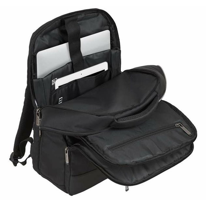 Safta Business - Sac à dos portable 15,6 pouces avec compartiment pour tablette et port USB pour ordinateur portable, nylon 900D - Noir