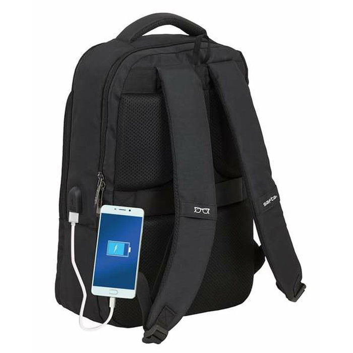 Safta Business - Sac à dos portable 15,6 pouces avec compartiment pour tablette et port USB pour ordinateur portable, nylon 900D - Noir