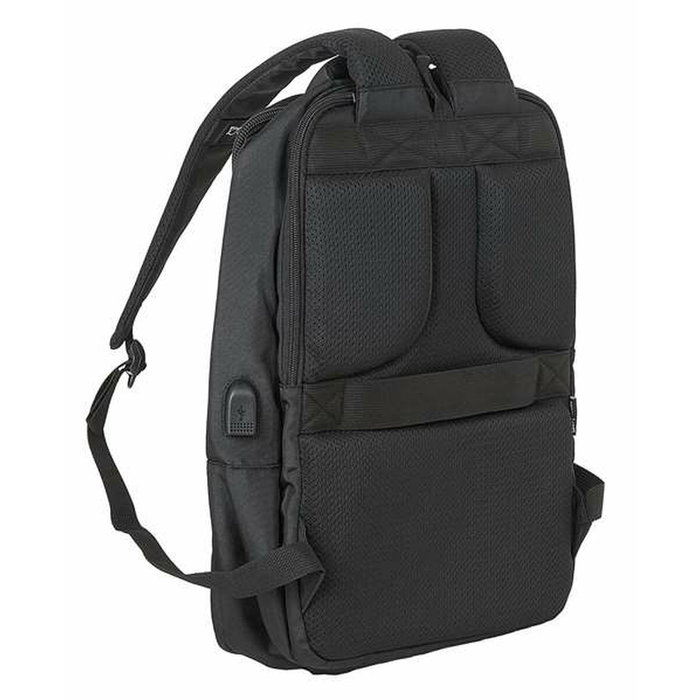 Safta Business - Sac à dos portable 15,6 pouces avec compartiment pour tablette et port USB pour ordinateur portable, nylon 900D - Noir